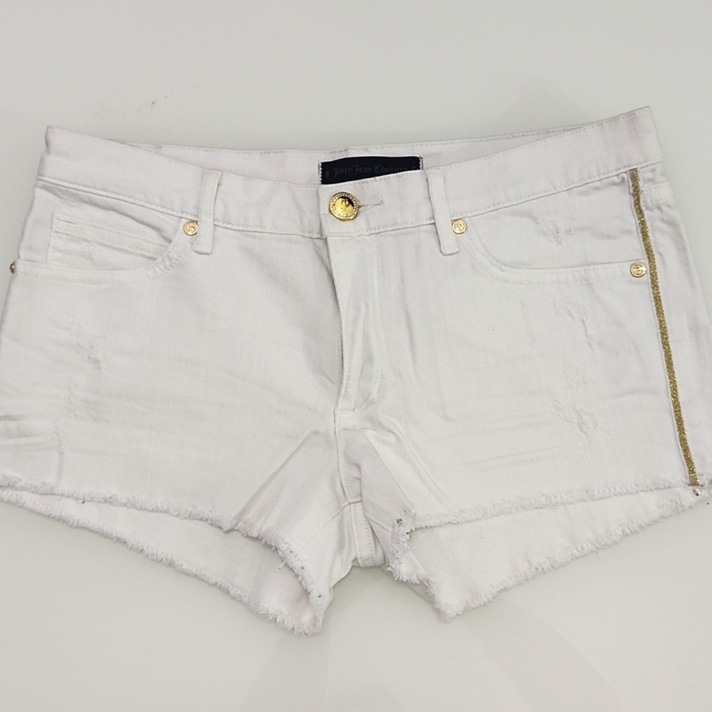 Juicy Jean Couture white jean shorts